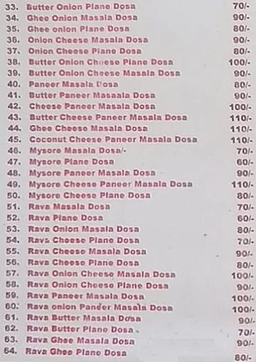 Mr & Mrs Idly Dosa menu 