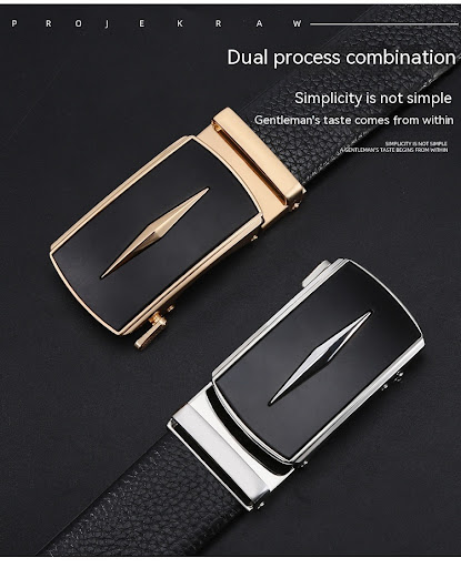 Title 2, Mens Automatic Leather Buckle Business Belt, o...