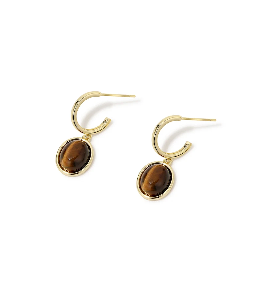Boucles d'oreilles aiguilles de mode femme Tigereye