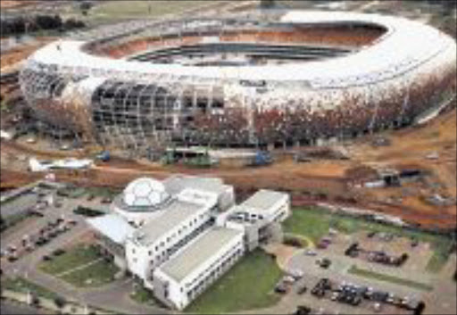 SOCCER CITY: Court action on development. 26/03/2009. © The Times The new 2010 FNB stadium in progress. pic MARIANNE SCHWANKHART 26.03.09 ------ 28cm wide Q