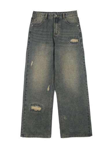 Title 5, Mens Fashion Irregular Ripped Jeans with Perso...
