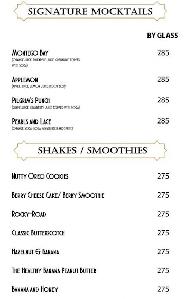 Gatsby Kitchen & Bar by Club BW menu 