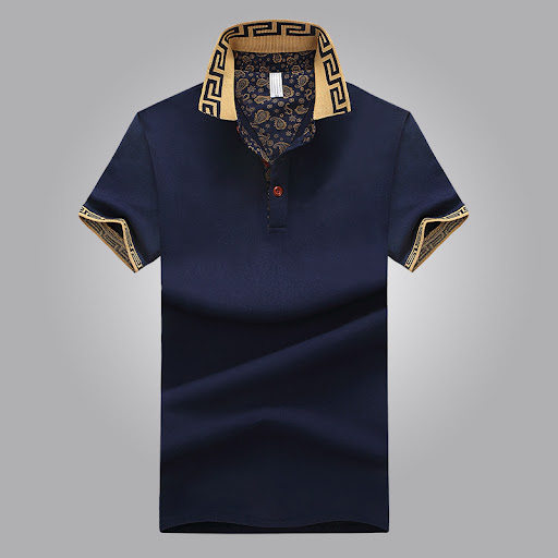 Title 3, Mens Mercerized Cotton Short Sleeve Lapel Larg...