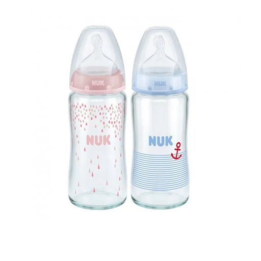 Bình sữa NUK thủy tinh 240ml núm ti Silicone S1 - M