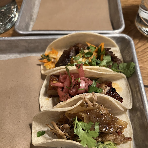 Pork belly and duck tacos were superb