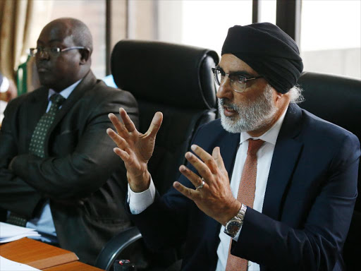 West Kenya Sugar Company chairman Jaswant Rai (R) on October 23. /JACK OWUOR