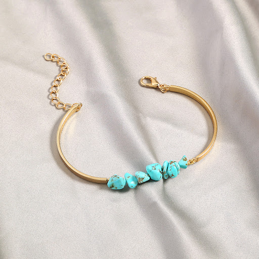 Title 4, Alloy Crescent Natural Stone Bracelet for women...