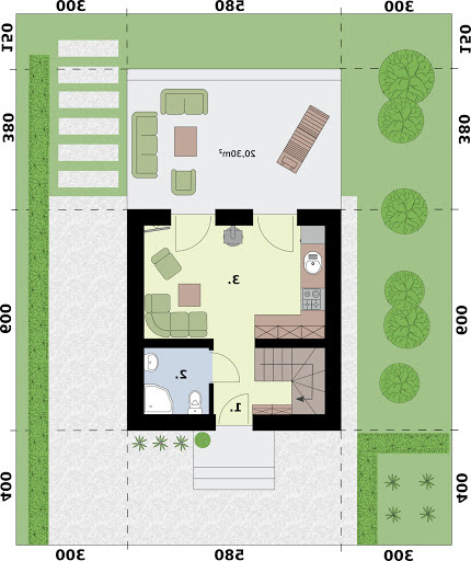 Lido 3 A dom letniskowy na zgłoszenie do 35m2 - Rzut parteru