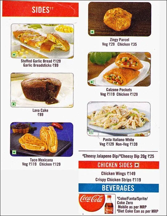 Domino's Pizza menu 