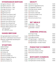 Bagundi Andhra Kitchen menu 1