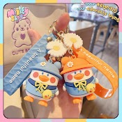 Móc Khóa Đẹp Hình Chú Vịt Hoa Du Lịch Dễ Thương Phụ Kiện Túi Xách, Ba Lô Cute 02Mkv - Minkey