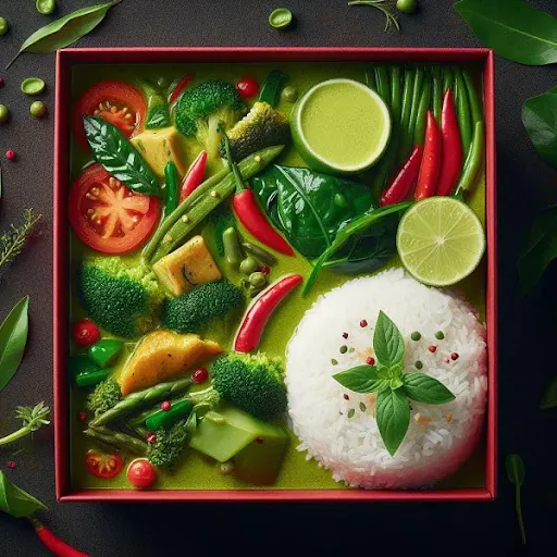 Thai Green Curry Vegetable With Steamed Rice