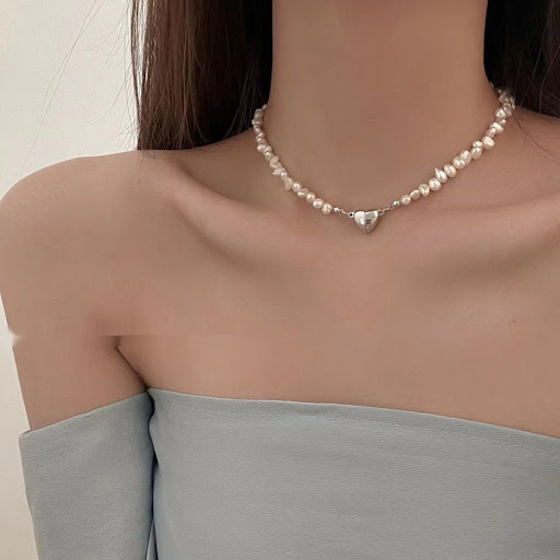 Title 6, Love Magnet Short Pearl Necklace, a stylish wom...