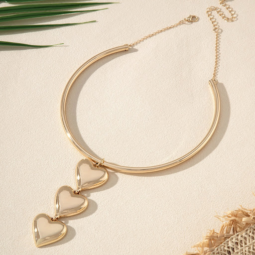 Title 4, Exaggerated Glossy Heart Necklace Niche Retro S...