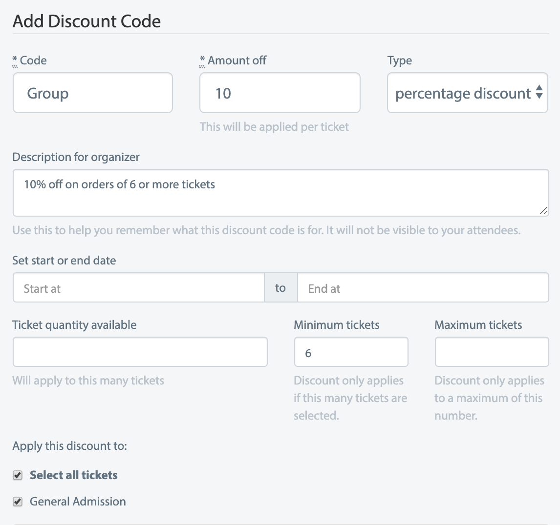 How to set up the discount code in the back-end