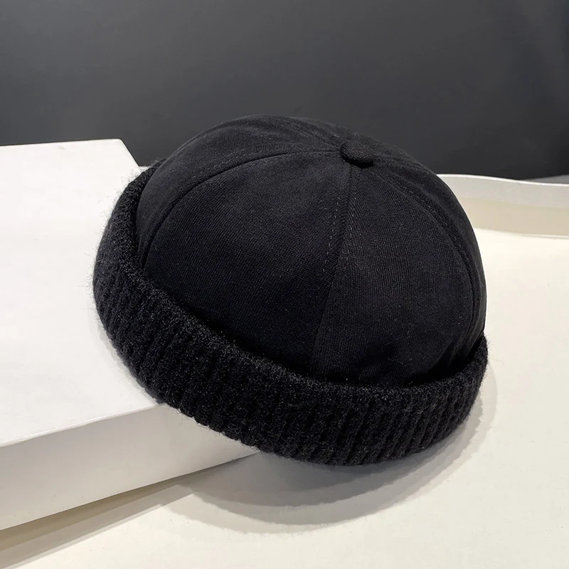 Boina de veludo e pele de veado Outono Inverno, chapéu estilo melão, conforto e elegância para o frio, design sofisticado e quente.