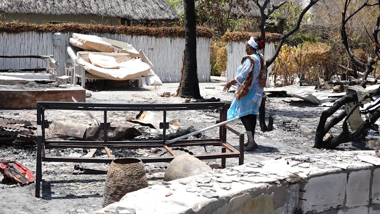 Joice Jepleting Reinhard at her razed hotel, Mbuyu Lodge, in Watamu.