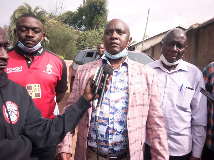 ANC Nominated MP Godfrey Osotsi addresses the press after condoling with the family of the late Archbishop Byrum Makokha in Ibubi village, Vihiga, on Sunday.