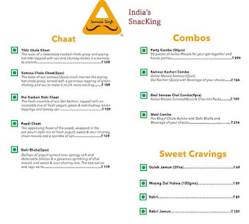 Samosa Singh menu 