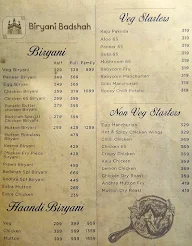 Biryani Badshah menu 1