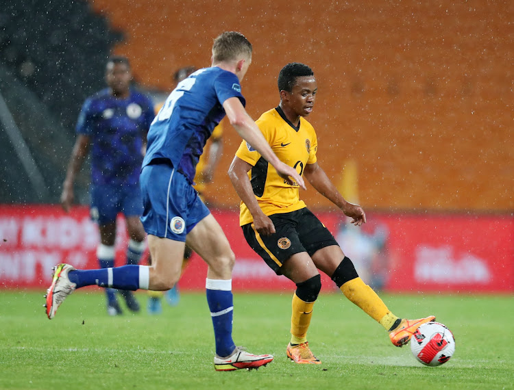 Kaizer Chiefs midfielder Nkosingiphile Ngcobo is challenged by Jesse Donn of SuperSport United during their DStv Premiership clash at FNB Stadium on Saturday.