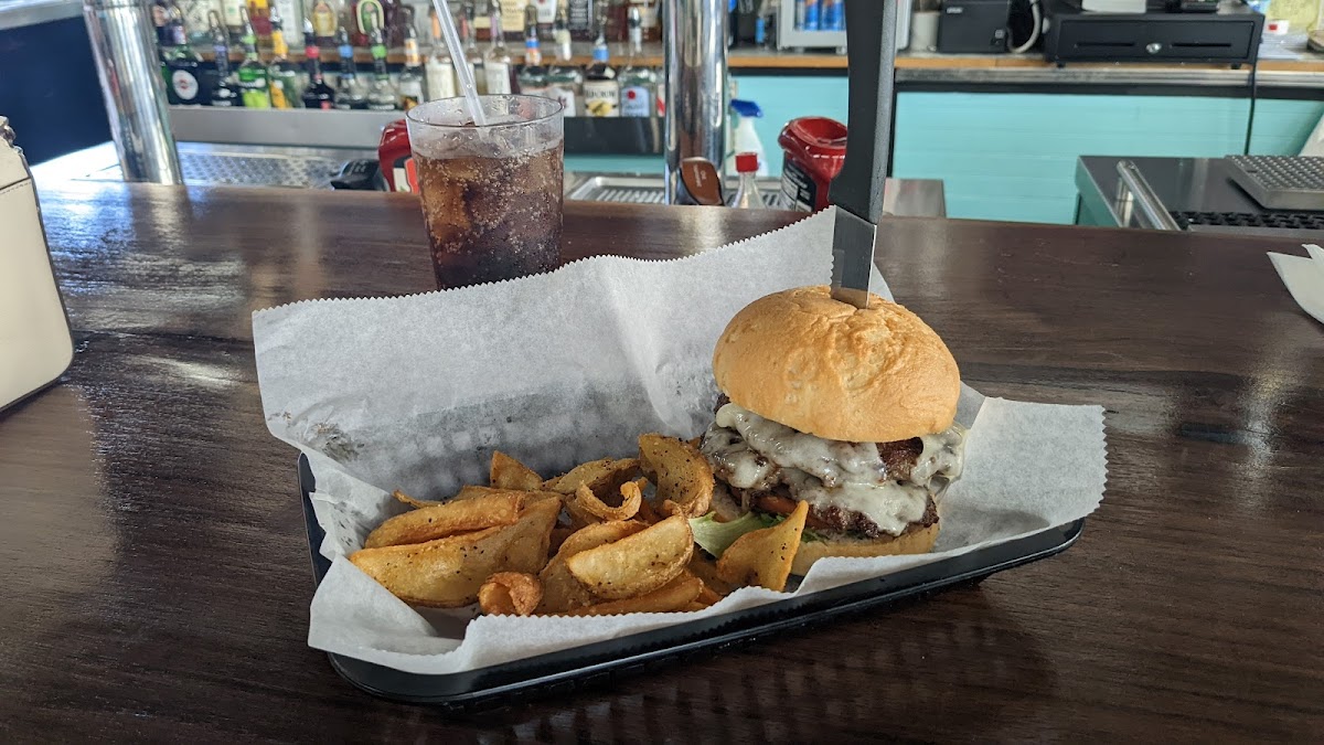 "Truffle Shuffle" with gluten-free bun and fries