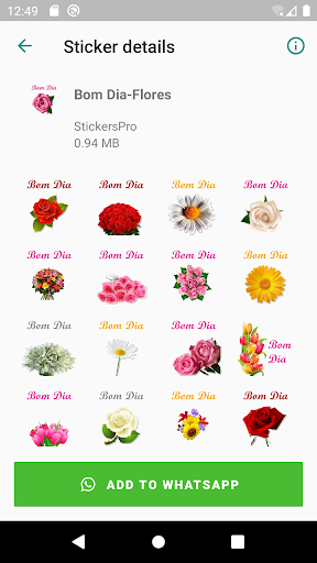Figurinhas de Bom Dia com FloresWAstickers