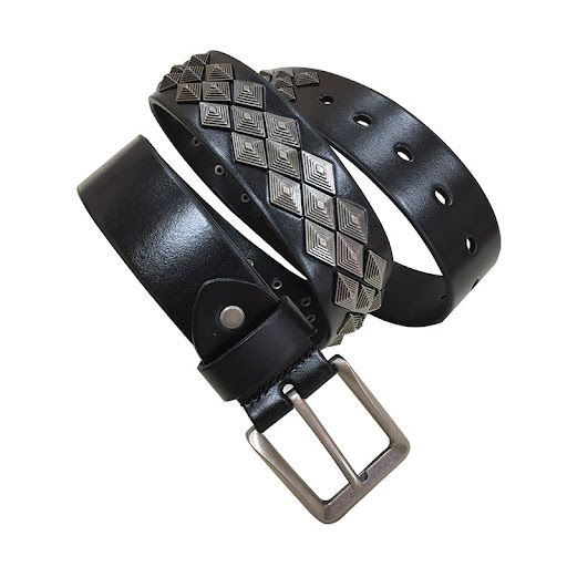 Title 2, Rivet Alloy Leather Belt for Men and Women. Dur...
