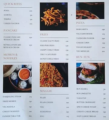 The T Cafe menu 