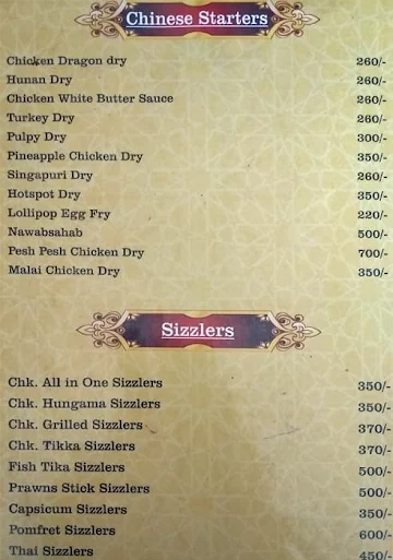 Rangoon Zaika menu 