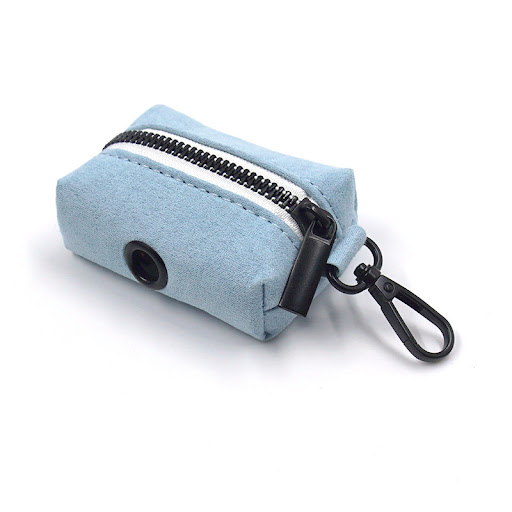 Title 8, Light Blue Short Velvet Pet Collar with Black B...