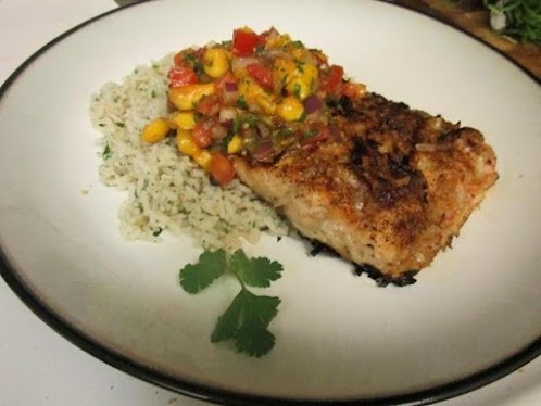 Click Here for Recipe: Coconut Crusted Salmon & Mango Salsa