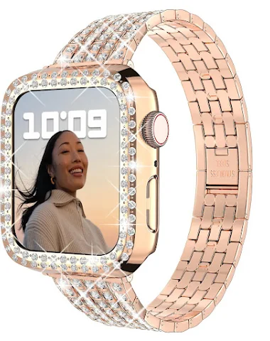 Metalen horlogeband met diamanten e - 0