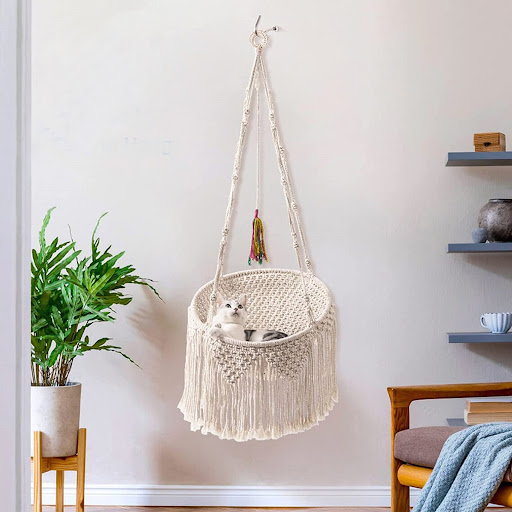 Title 2, Nordic Bohemian Woven Tapestry Net Pocket Cat N...