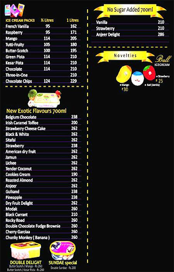 Cream Chills menu 