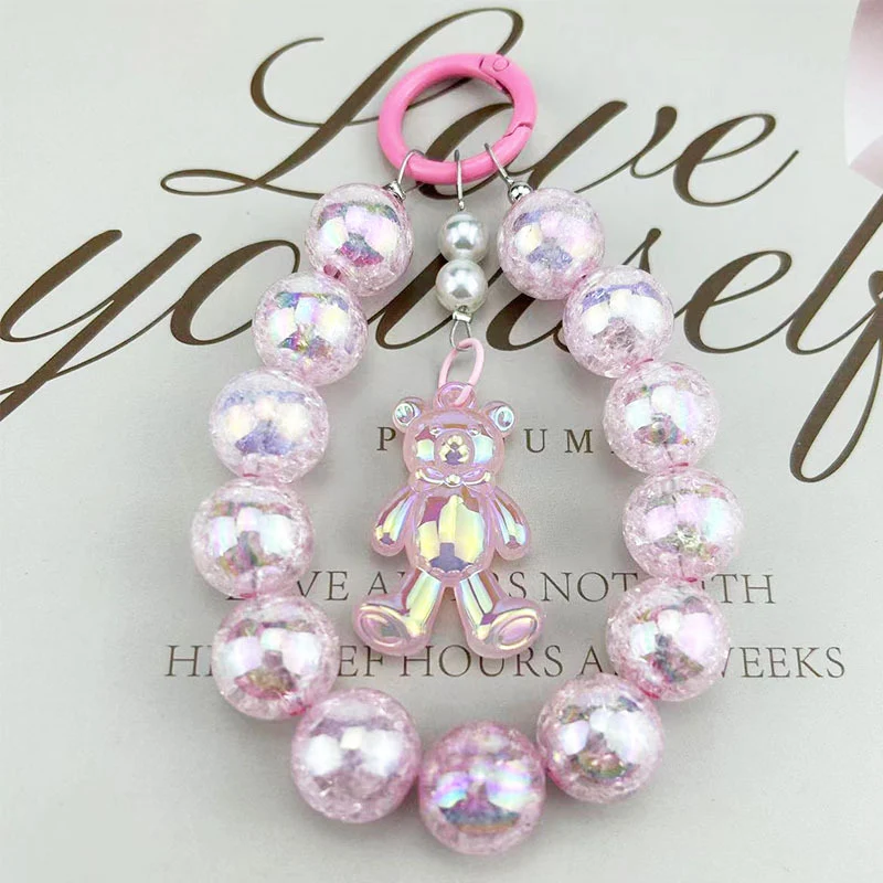 Colgante luminoso Burst Beads con diseño de oso para móvil. ¡Un encanto brillante que añade estilo y diversión a tu teléfono!