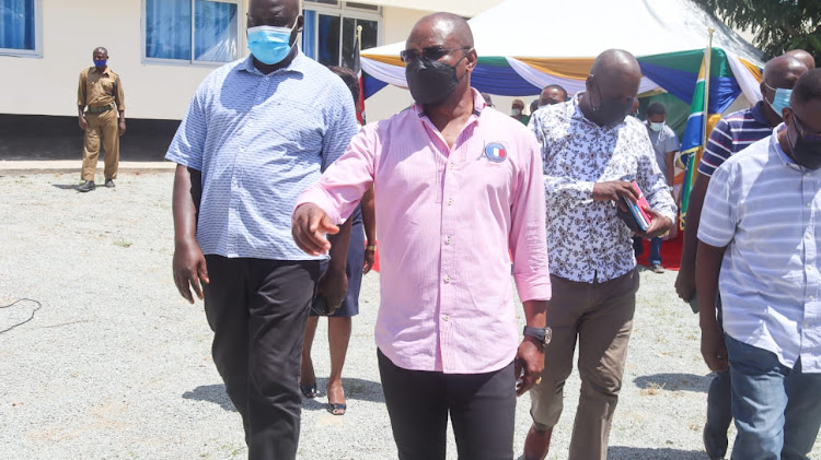 Kilifi Governor Amason Kingi at the Mariakani subcounty hospital on Wednesday.