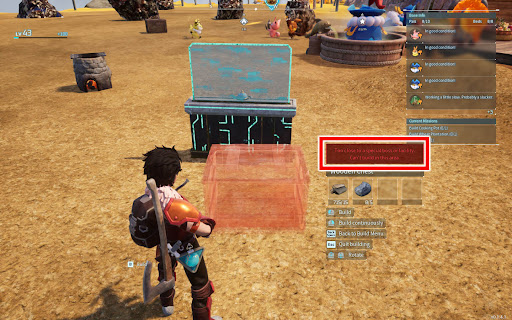 You can't build structures within the 4 squares around the Palbox