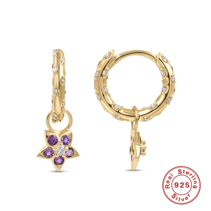 Brincos criativos personalizados de cobra simulada, românticas flores roxas e pérolas, um presente único e elegante para expressar amor.