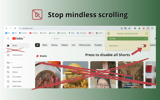 Disable YouTube Shorts