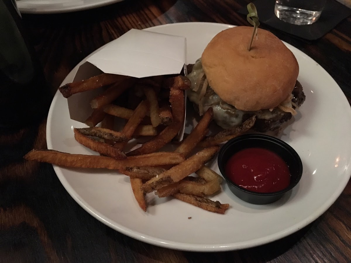 Aged Cheddar Burger. Fried in a dedicated fryer. 😋