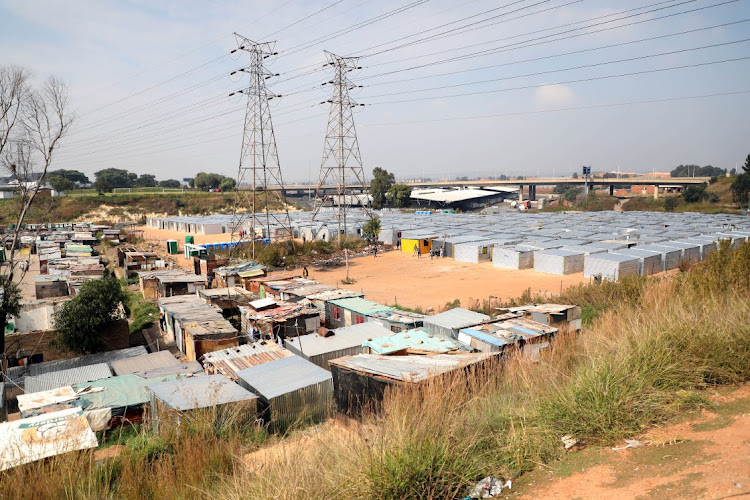 New temporary shelter at the Kaserne informal settlement. Illegal 'landlords' were attempting to charge residents for entering the structures given to them by Johannesburg City.