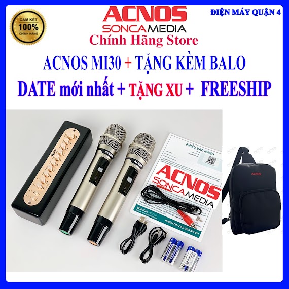 Vang Số Chỉnh Cơ Acnos Mi30 - Kèm 2 Micro Uhf - Tặng Kèm Túi Đeo Cao Cấp Acnos.