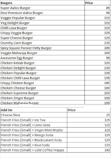 Sundae It's Baby menu 