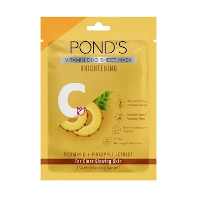 Ponds Pond'S Vitamin C Brightening Clear Glowing Skin 100% Natural Pineapple Sheet Mask - 25 ml