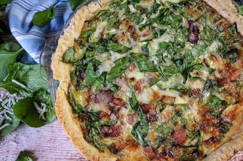 Kitty's Spinach Quiche Baked Until Golden Brown.