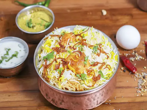 Egg Biryani Full (with Salan And Raita ) Serves 1 To 2