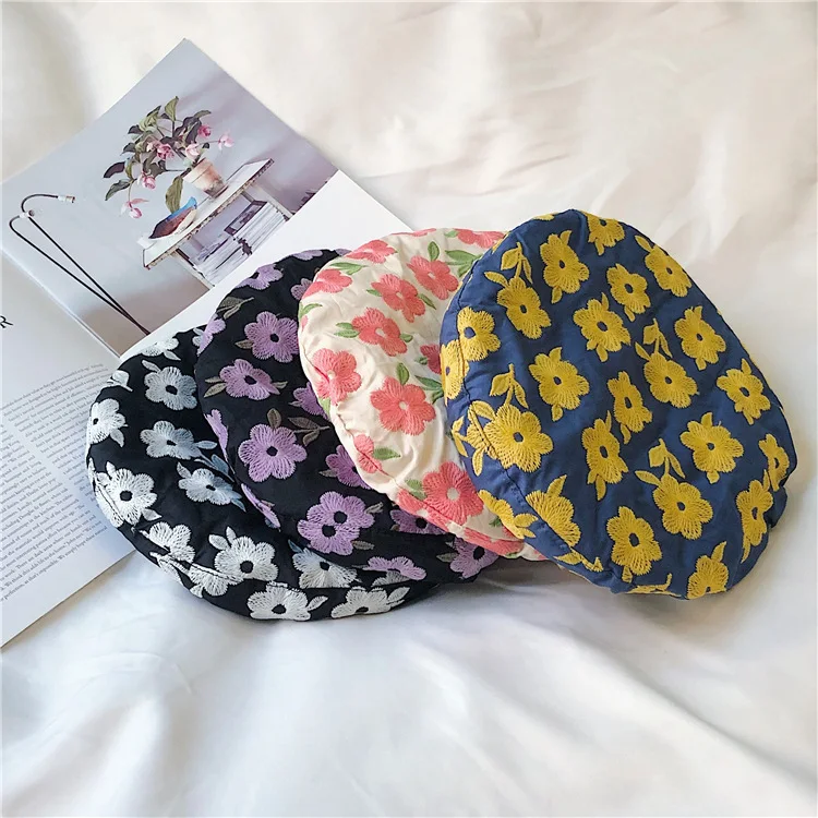 Mode doux mignon fleur béret chapeau femmes
