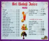 Sri Balaji Juice menu 1