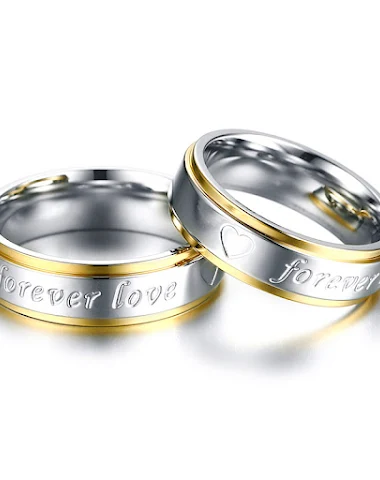 Bague en acier titane Forever Love, - 0